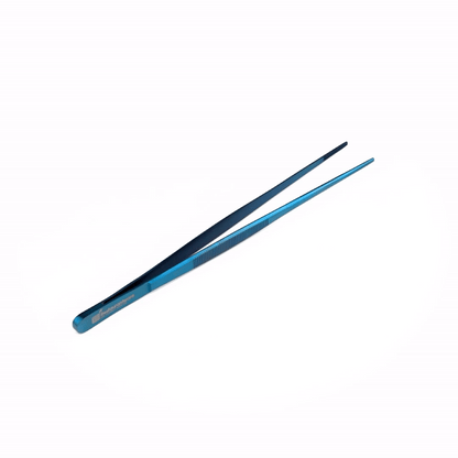 Perfect Point Titanium Blue Stainless Steel Short Straight Tweezers - 9 1/2" x 3/4" - 1 count box