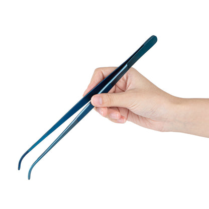 Perfect Point Titanium Blue Stainless Steel Short Slant Nose Tweezers - 9 1/2" x 3/4" x 1/2" - 1 count box