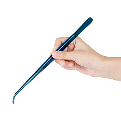 Perfect Point Titanium Blue Stainless Steel Short Slant Nose Tweezers - 9 1/2" x 3/4" x 1/2" - 1 count box