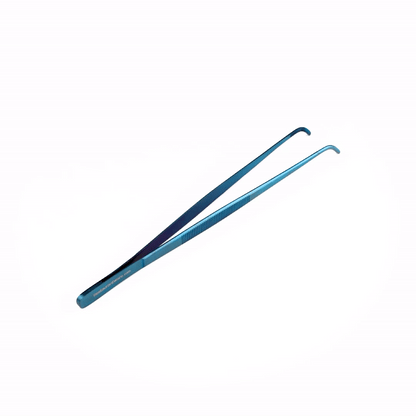 Perfect Point Titanium Blue Stainless Steel Short Slant Nose Tweezers - 9 1/2" x 3/4" x 1/2" - 1 count box