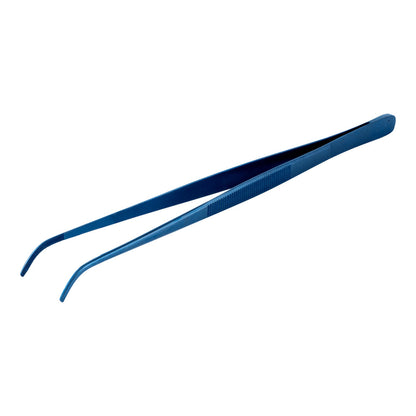 Perfect Point Titanium Blue Stainless Steel Short Slant Nose Tweezers - 9 1/2" x 3/4" x 1/2" - 1 count box