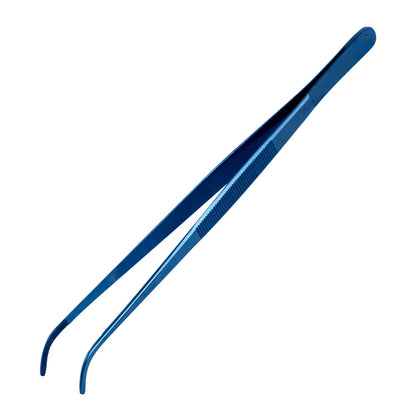 Perfect Point Titanium Blue Stainless Steel Short Slant Nose Tweezers - 9 1/2" x 3/4" x 1/2" - 1 count box