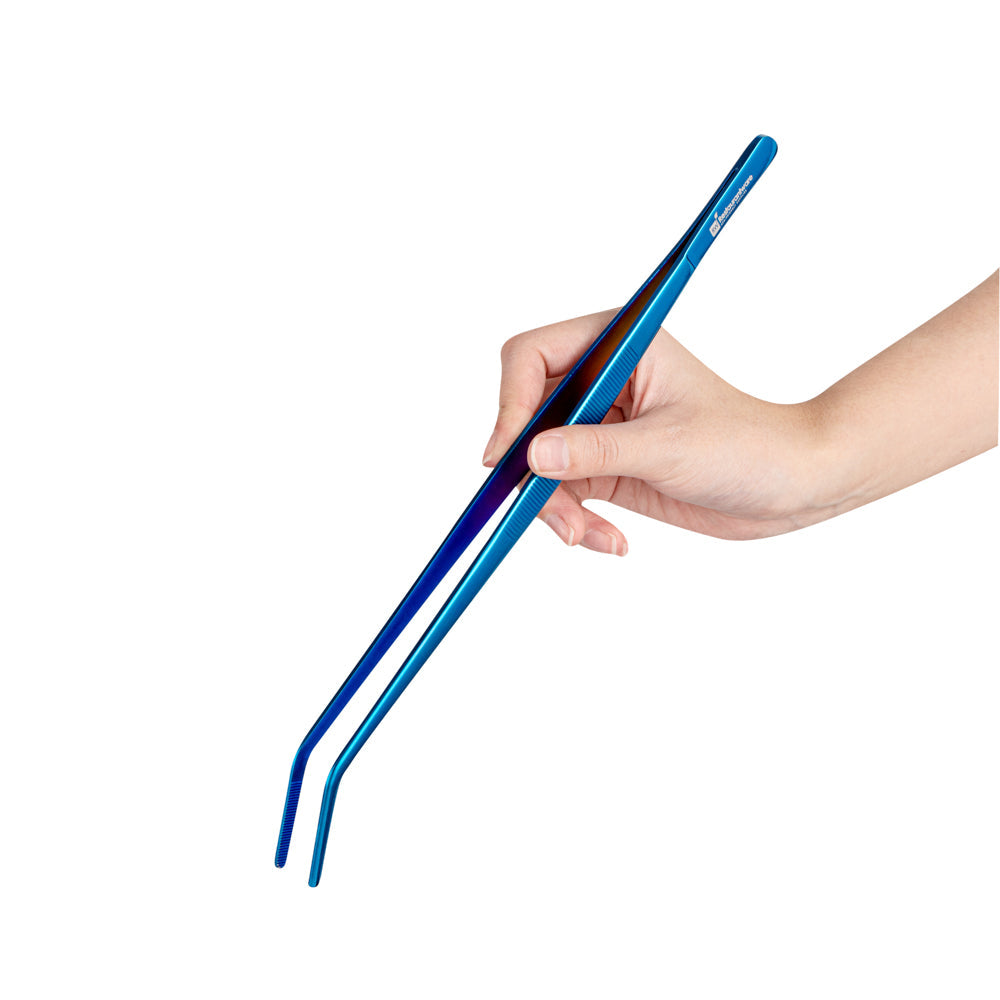 Perfect Point Titanium Blue Stainless Steel Long Slant Nose Tweezers - 11 3/4" x 3/4" x 1/2" - 1 count box
