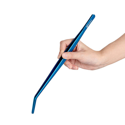 Perfect Point Titanium Blue Stainless Steel Long Slant Nose Tweezers - 11 3/4" x 3/4" x 1/2" - 1 count box