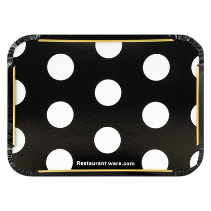Foil Lux 16 oz Rectangle Black and Gold Aluminum Take Out Container - with Polka Dot Paper Lid - 7 1/4" x 5 1/4" x 2" - 200 count box