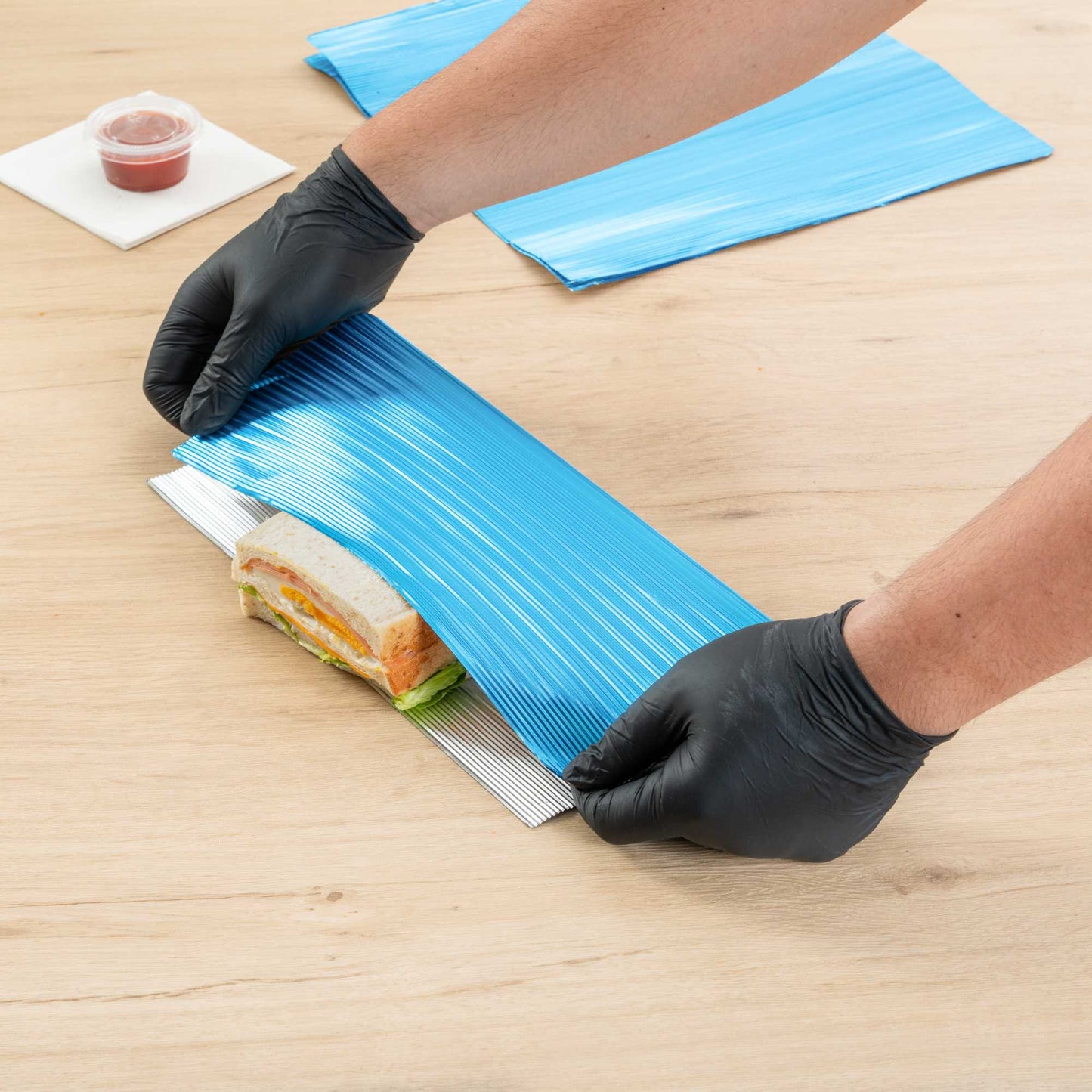 Foil Lux Electric Blue Aluminum Wrap and Basket Liner - Ripple - 12" x 12" - 500 count box