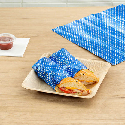 Foil Lux Royal Blue Aluminum Wrap and Basket Liner - Ripple, Polka Dot - 12" x 12" - 500 count box