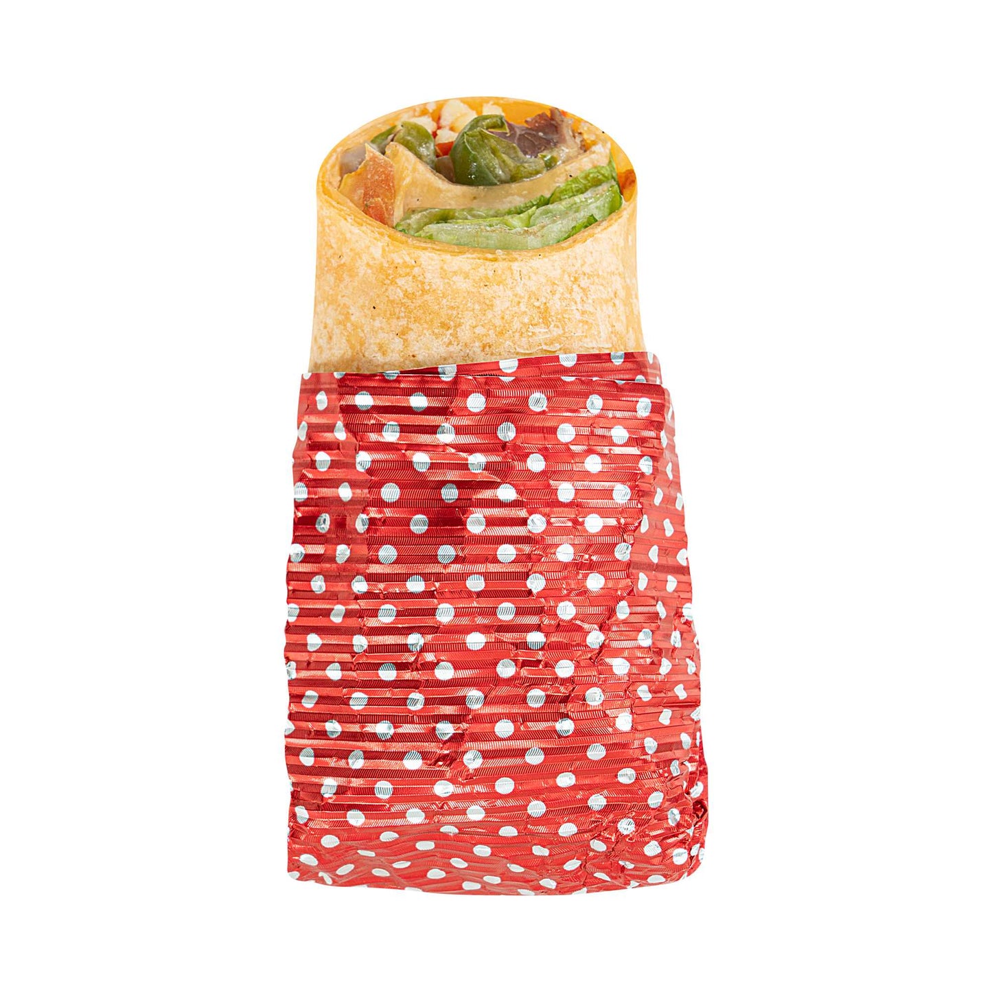Foil Lux Red Polka Dot Aluminum Wrap and Basket Liner - Ripple - 12" x 12" - 500 count box