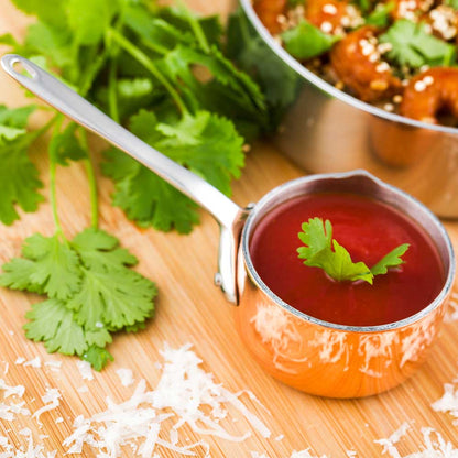 Met Lux 2 oz Copper Stainless Steel Mini Sauce Pan - Easy Pour Lip - 5" x 2 1/4" x 2" - 1 count box