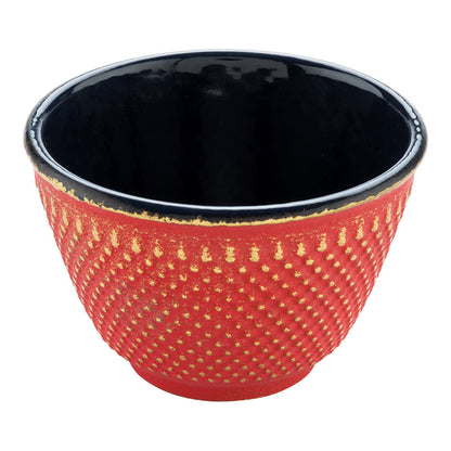 Tetsubin 4 oz Red Cast Iron Tea Cup - Hobnail - 3" x 3" x 3 1/4" - 2 count box