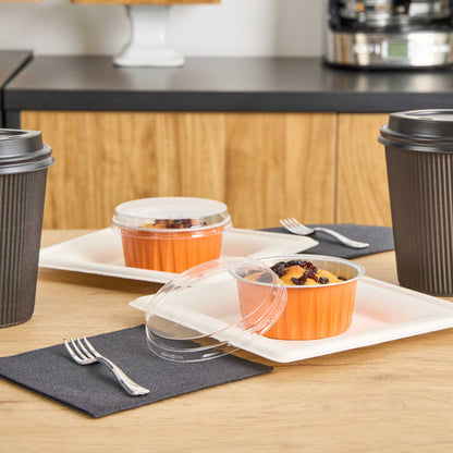 Foil Lux Round Clear Plastic Flat Lid - Fits 4 oz Aluminum Baking Cup - 3 1/2" x 3 1/2" - 100 count box