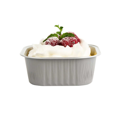 Foil Lux 10 oz Square Gray Aluminum Baking Cup - 4 1/4" x 4 1/4" x 1 1/2" - 100 count box