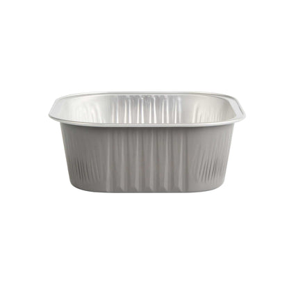 Foil Lux 10 oz Square Gray Aluminum Baking Cup - 4 1/4" x 4 1/4" x 1 1/2" - 100 count box
