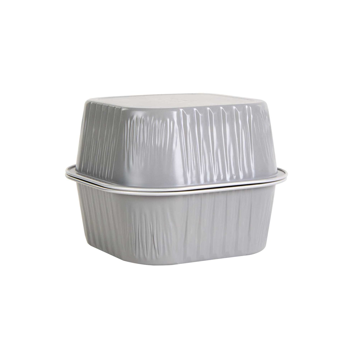 Foil Lux 10 oz Square Gray Aluminum Baking Cup - 4 1/4" x 4 1/4" x 1 1/2" - 100 count box
