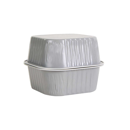 Foil Lux 10 oz Square Gray Aluminum Baking Cup - 4 1/4" x 4 1/4" x 1 1/2" - 100 count box