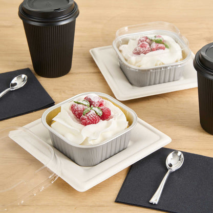 Foil Lux 10 oz Square Gray Aluminum Baking Cup - 4 1/4" x 4 1/4" x 1 1/2" - 100 count box