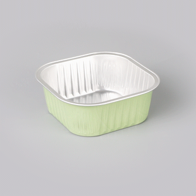 Foil Lux 10 oz Square Pistachio Green Aluminum Baking Cup - 4 1/4" x 4 1/4" x 1 1/2" - 100 count box