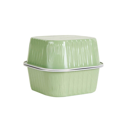 Foil Lux 10 oz Square Pistachio Green Aluminum Baking Cup - 4 1/4" x 4 1/4" x 1 1/2" - 100 count box