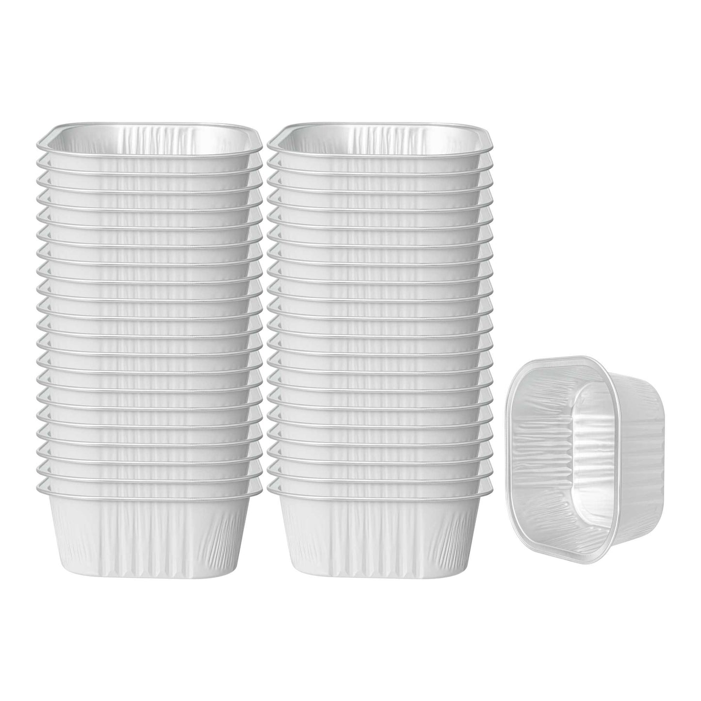 Foil Lux 10 oz Square White Aluminum Baking Cup - 4 1/4" x 4 1/4" x 1 1/2" - 100 count box