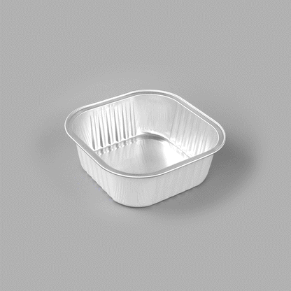 Foil Lux 10 oz Square White Aluminum Baking Cup - 4 1/4" x 4 1/4" x 1 1/2" - 100 count box