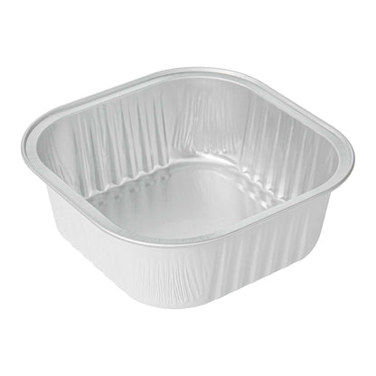 Foil Lux 10 oz Square White Aluminum Baking Cup - 4 1/4" x 4 1/4" x 1 1/2" - 100 count box