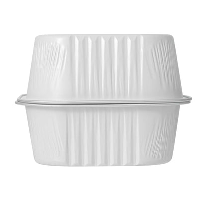 Foil Lux 10 oz Square White Aluminum Baking Cup - 4 1/4" x 4 1/4" x 1 1/2" - 100 count box