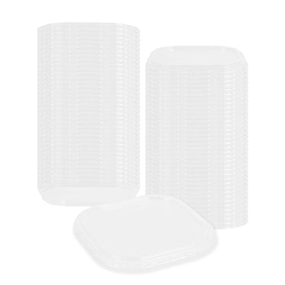 Foil Lux Square Clear Plastic Flat Lid - Fits 10 oz Aluminum Baking Cup - 4 1/2" x 4 1/2" - 100 count box