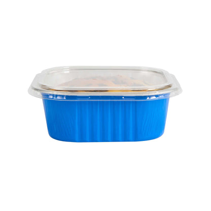 Foil Lux Square Clear Plastic Flat Lid - Fits 10 oz Aluminum Baking Cup - 4 1/2" x 4 1/2" - 100 count box