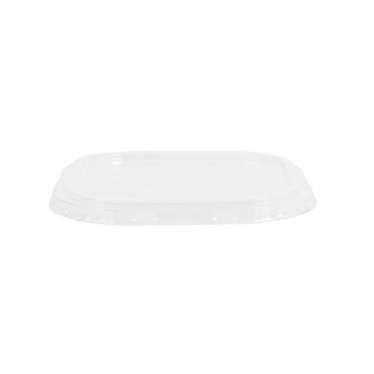 Foil Lux Square Clear Plastic Flat Lid - Fits 10 oz Aluminum Baking Cup - 4 1/2" x 4 1/2" - 100 count box