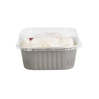 Foil Lux Square Clear Plastic Dome Lid - Fits 10 oz Aluminum Baking Cup - 4 1/2" x 4 1/2" x 1" - 100 count box