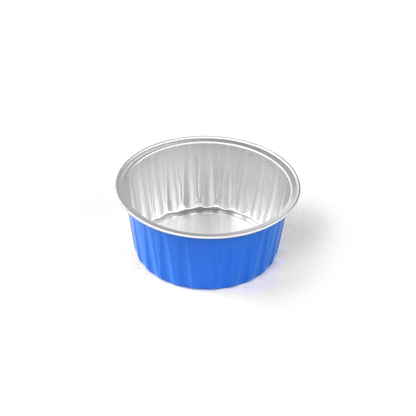 Foil Lux 4 oz Round Blue Aluminum Baking Cup - Lids Available - 3 1/4" x 3 1/4" x 1 1/2" - 100 count box