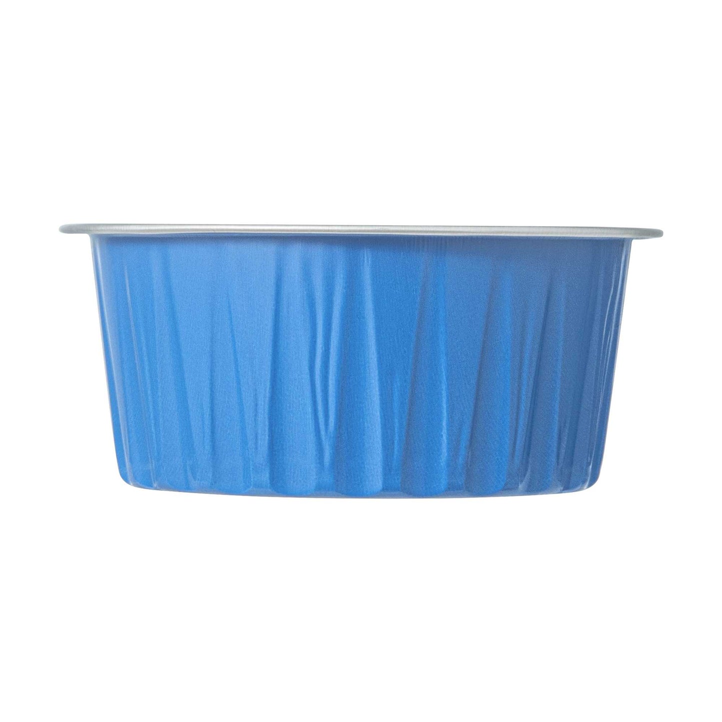 Foil Lux 4 oz Round Blue Aluminum Baking Cup - Lids Available - 3 1/4" x 3 1/4" x 1 1/2" - 100 count box