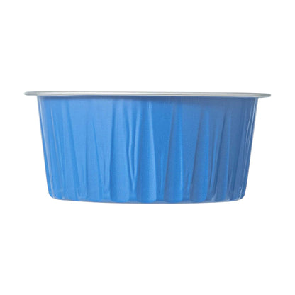 Foil Lux 4 oz Round Blue Aluminum Baking Cup - Lids Available - 3 1/4" x 3 1/4" x 1 1/2" - 100 count box