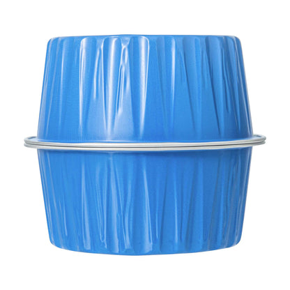Foil Lux 4 oz Round Blue Aluminum Baking Cup - Lids Available - 3 1/4" x 3 1/4" x 1 1/2" - 100 count box