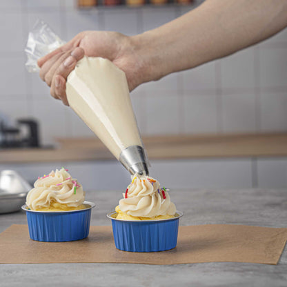Foil Lux 4 oz Round Blue Aluminum Baking Cup - Lids Available - 3 1/4" x 3 1/4" x 1 1/2" - 100 count box