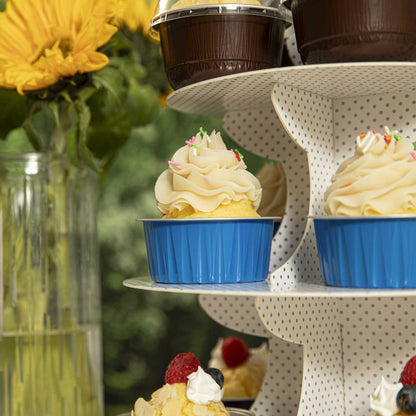 Foil Lux 4 oz Round Blue Aluminum Baking Cup - Lids Available - 3 1/4" x 3 1/4" x 1 1/2" - 100 count box