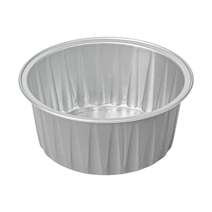 Foil Lux 4 oz Round Gray Aluminum Baking Cup - Lids Available - 3 1/4" x 3 1/4" x 1 1/2" - 100 count box
