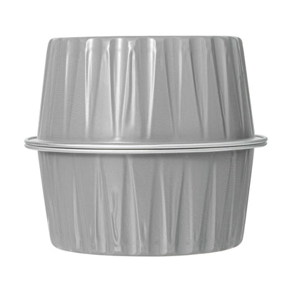 Foil Lux 4 oz Round Gray Aluminum Baking Cup - Lids Available - 3 1/4" x 3 1/4" x 1 1/2" - 100 count box