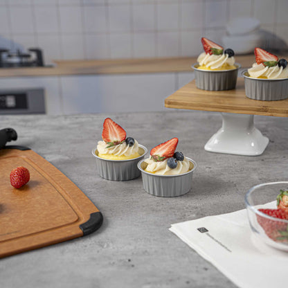 Foil Lux 4 oz Round Gray Aluminum Baking Cup - Lids Available - 3 1/4" x 3 1/4" x 1 1/2" - 100 count box