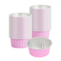 Foil Lux 4 oz Round Pink Aluminum Baking Cup - Lids Available - 3 1/4" x 3 1/4" x 1 1/2" - 100 count box