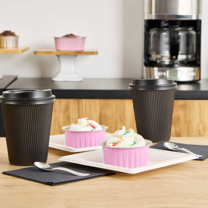 Foil Lux 4 oz Round Pink Aluminum Baking Cup - Lids Available - 3 1/4" x 3 1/4" x 1 1/2" - 100 count box