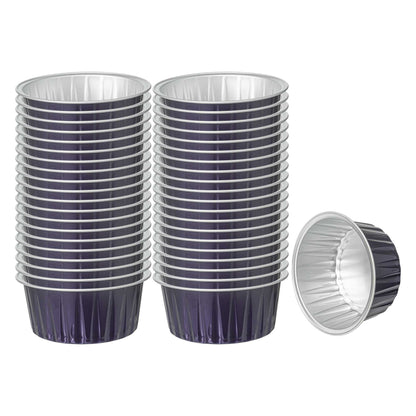 Foil Lux 4 oz Round Purple Aluminum Baking Cup - Lids Available - 3 1/4" x 3 1/4" x 1 1/2" - 100 count box