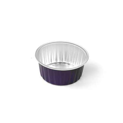 Foil Lux 4 oz Round Purple Aluminum Baking Cup - Lids Available - 3 1/4" x 3 1/4" x 1 1/2" - 100 count box