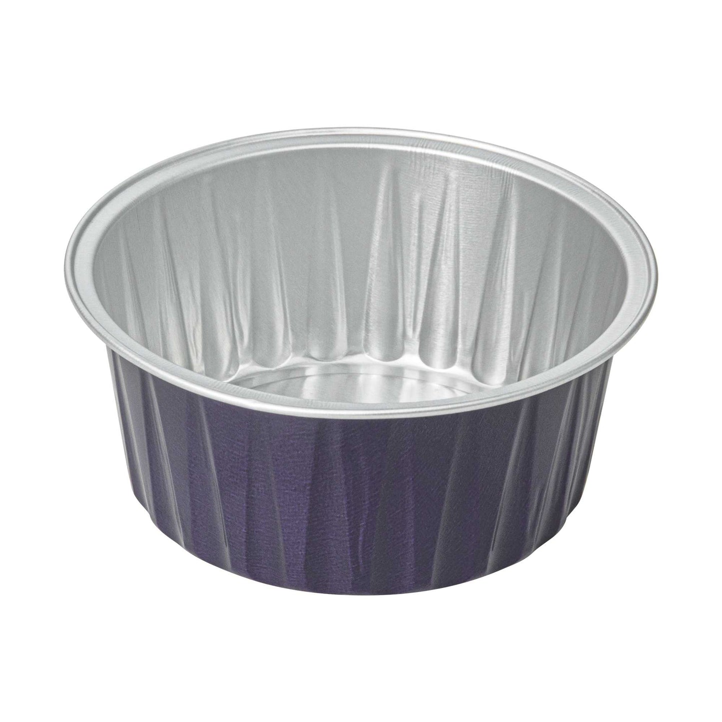 Foil Lux 4 oz Round Purple Aluminum Baking Cup - Lids Available - 3 1/4" x 3 1/4" x 1 1/2" - 100 count box