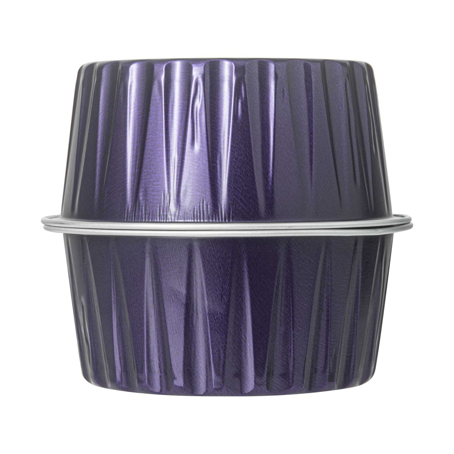 Foil Lux 4 oz Round Purple Aluminum Baking Cup - Lids Available - 3 1/4" x 3 1/4" x 1 1/2" - 100 count box
