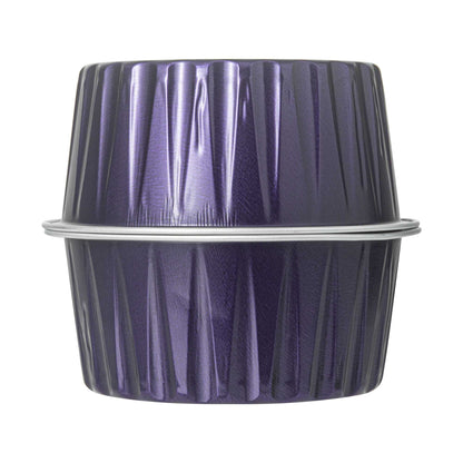 Foil Lux 4 oz Round Purple Aluminum Baking Cup - Lids Available - 3 1/4" x 3 1/4" x 1 1/2" - 100 count box