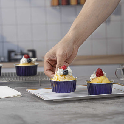 Foil Lux 4 oz Round Purple Aluminum Baking Cup - Lids Available - 3 1/4" x 3 1/4" x 1 1/2" - 100 count box