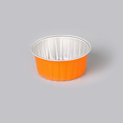 Foil Lux 4 oz Round Orange Aluminum Baking Cup - Lids Available - 3 1/4" x 3 1/4" x 1 1/2" - 100 count box