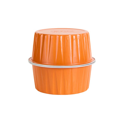 Foil Lux 4 oz Round Orange Aluminum Baking Cup - Lids Available - 3 1/4" x 3 1/4" x 1 1/2" - 100 count box