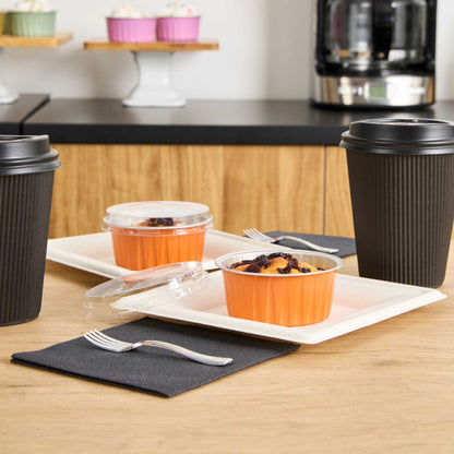 Foil Lux 4 oz Round Orange Aluminum Baking Cup - Lids Available - 3 1/4" x 3 1/4" x 1 1/2" - 100 count box